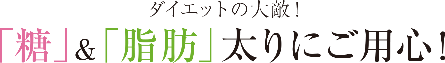 ダイエットの大敵！「糖」＆「脂肪」太りにご用心！
